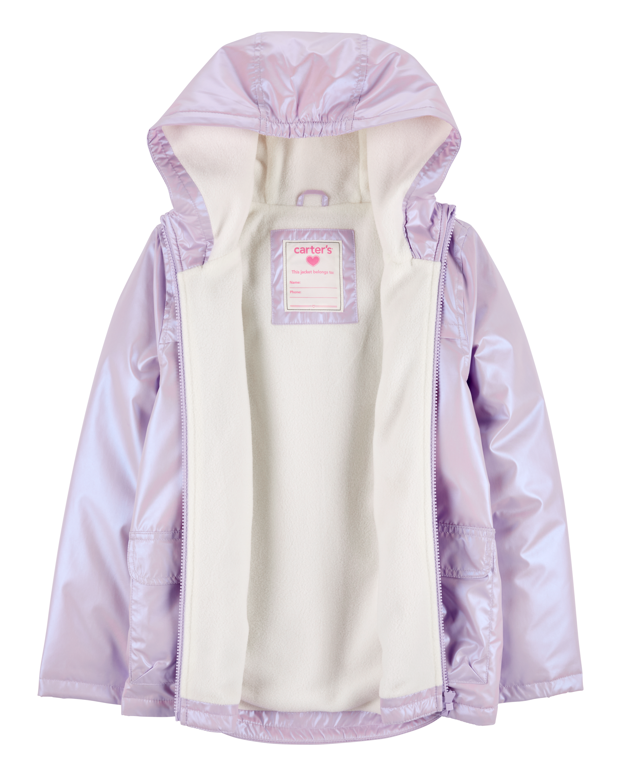 Kid Lavender Shine Mid-Weight Fleece-Lined Jacket, image 2 of 3 slides