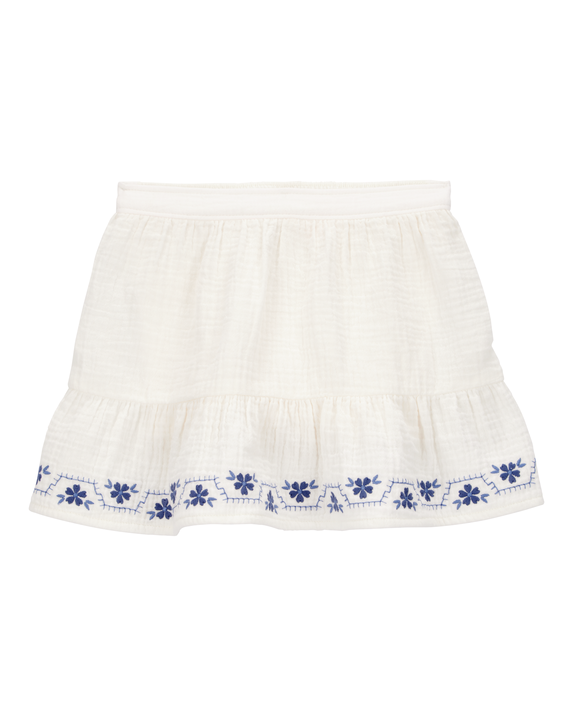 Toddler Floral Embroidered Gauze Skort - Ivory, image 1 of 6 slides