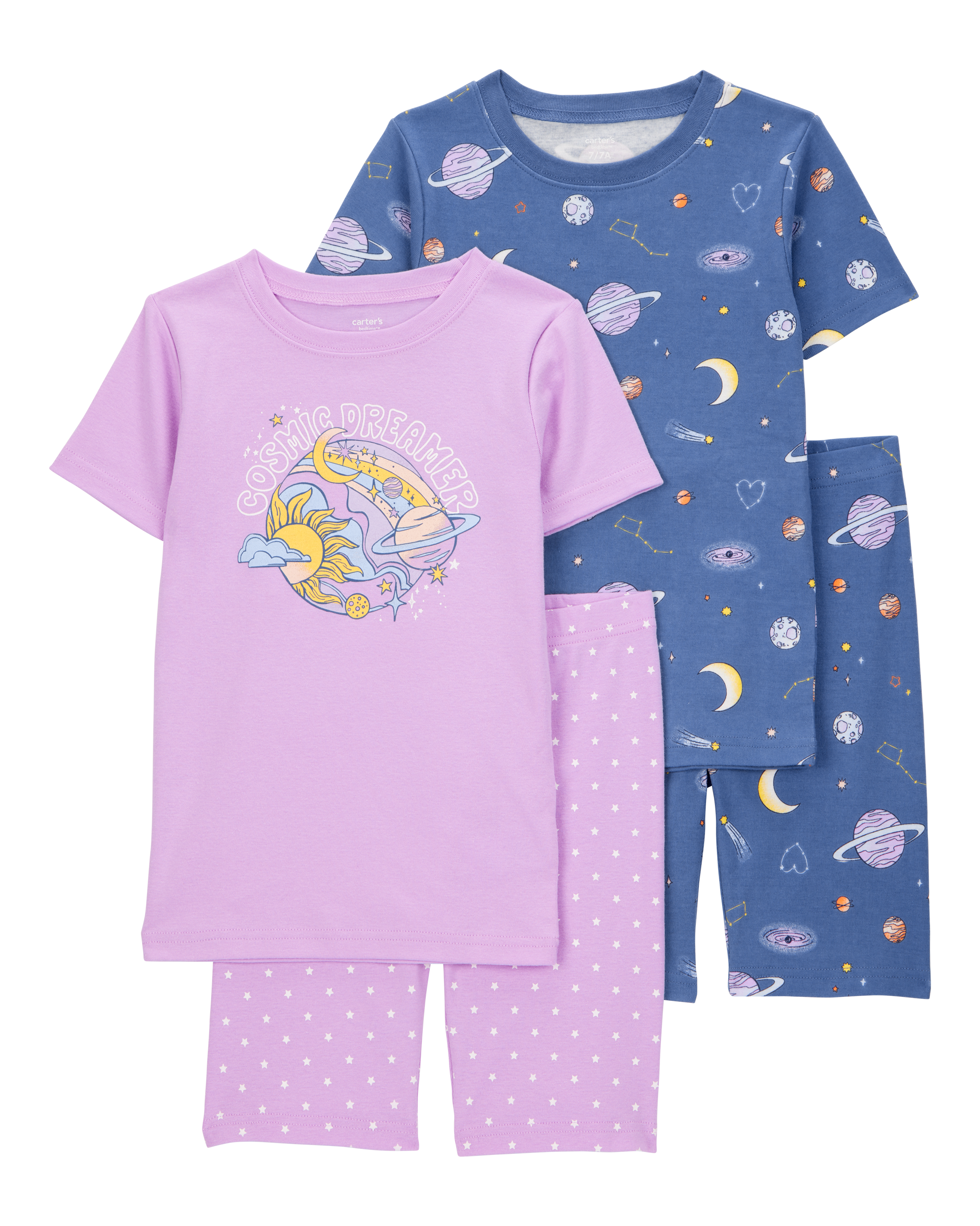 Kid Space Print Snug Fit Cotton 4-Piece Pajamas, image 1 of 4 slides