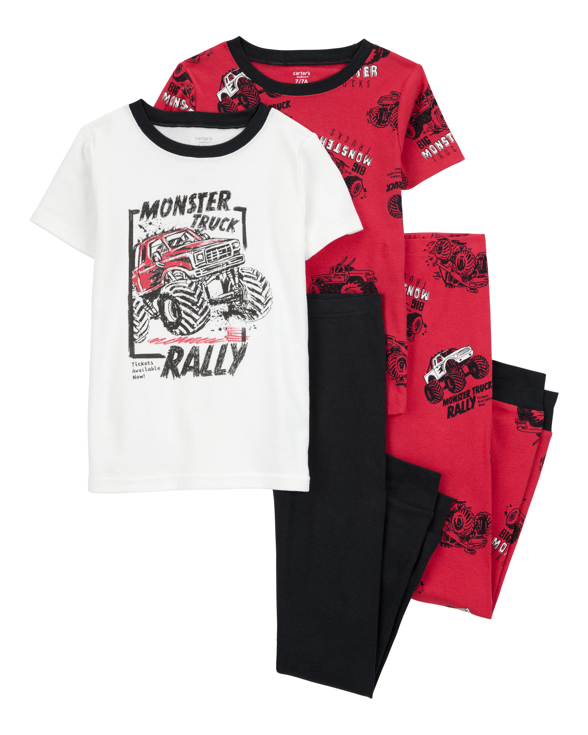 Kid 4-Piece Truck Cotton Pajamas, image 1 of 4 slides
