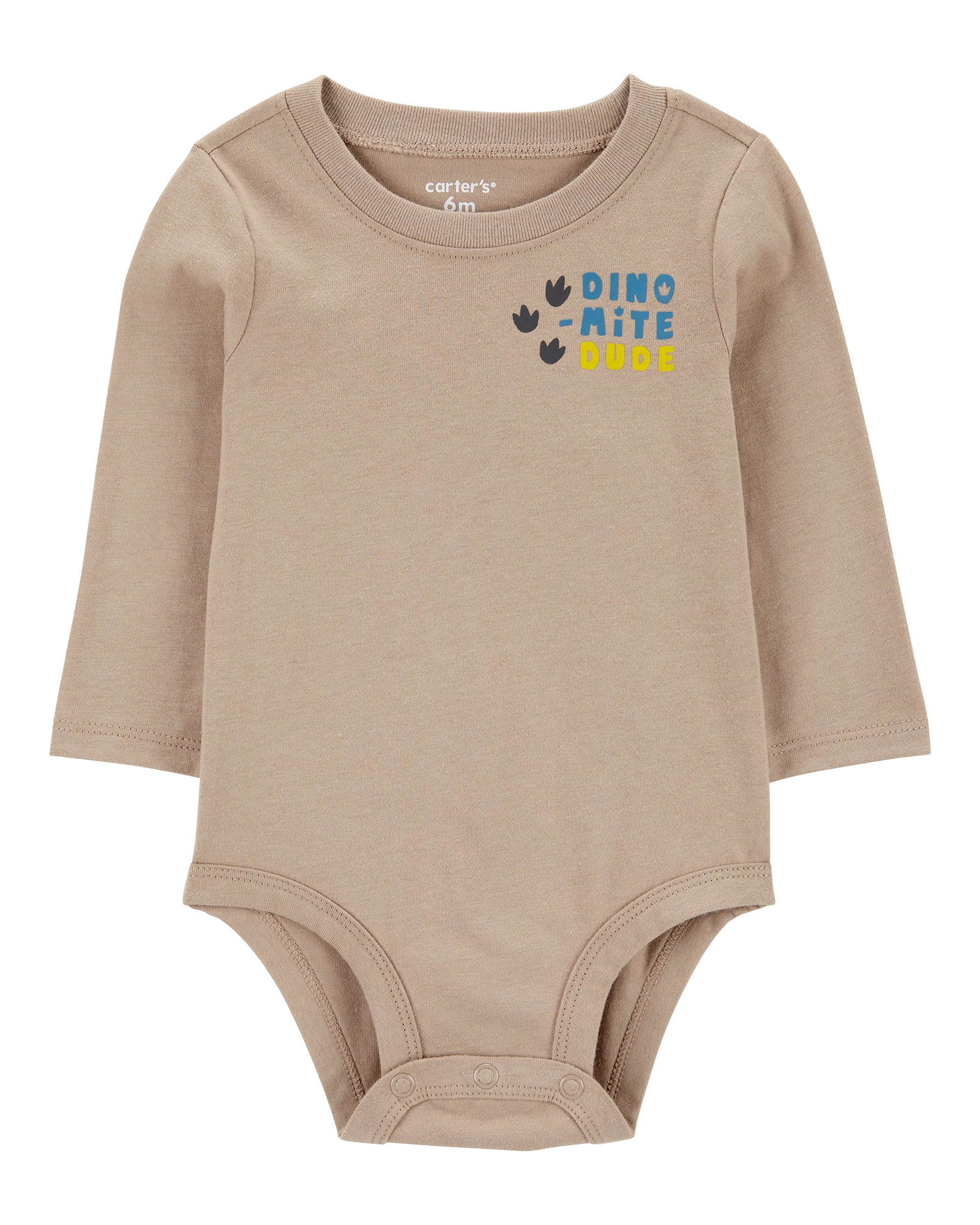 Baby Dino-Mite Dude Dinosaur Long-Sleeve Bodysuit, image 1 of 5 slides