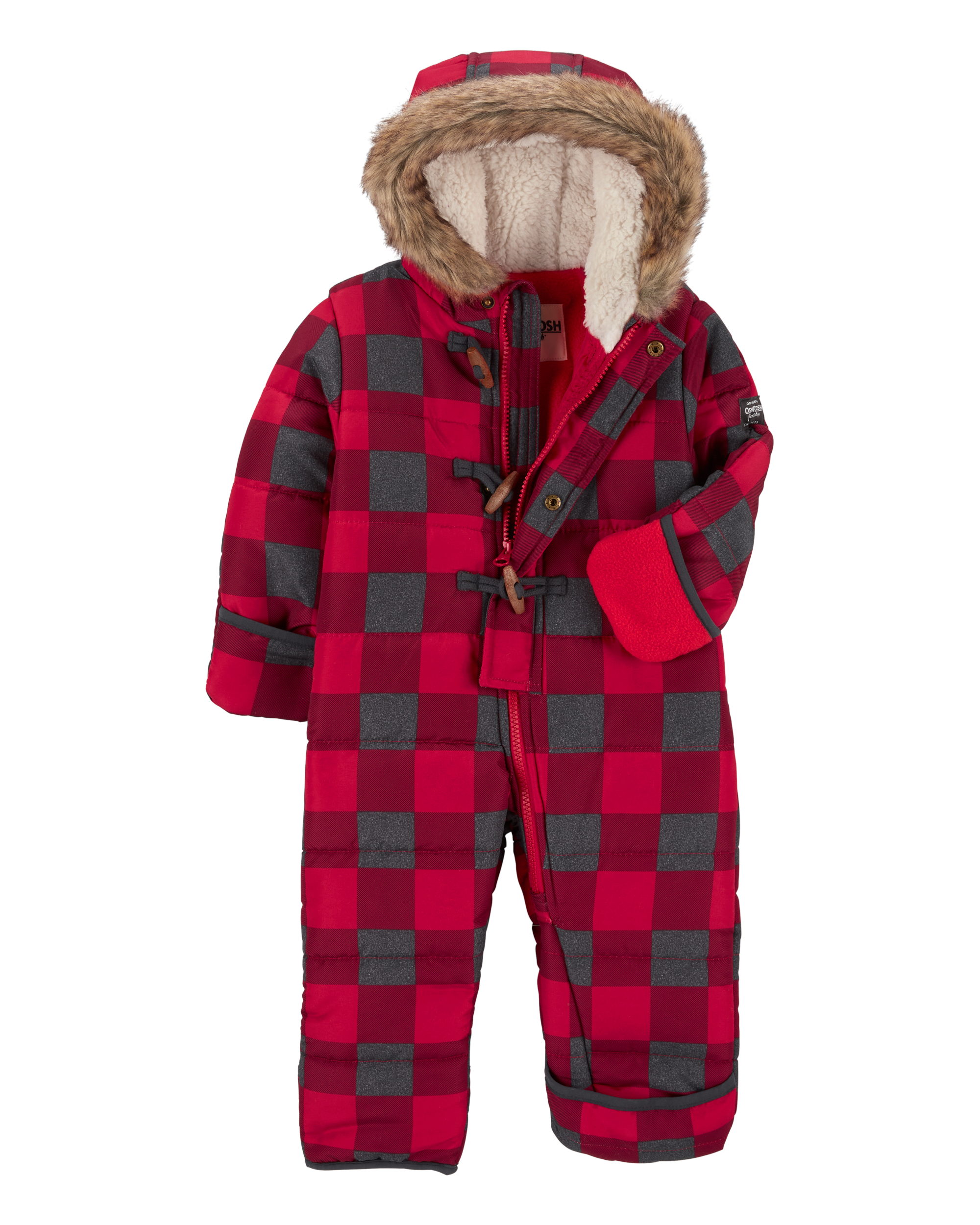 Baby Plaid Sherpa-Lined Snowsuit, image 2 of 3 slides