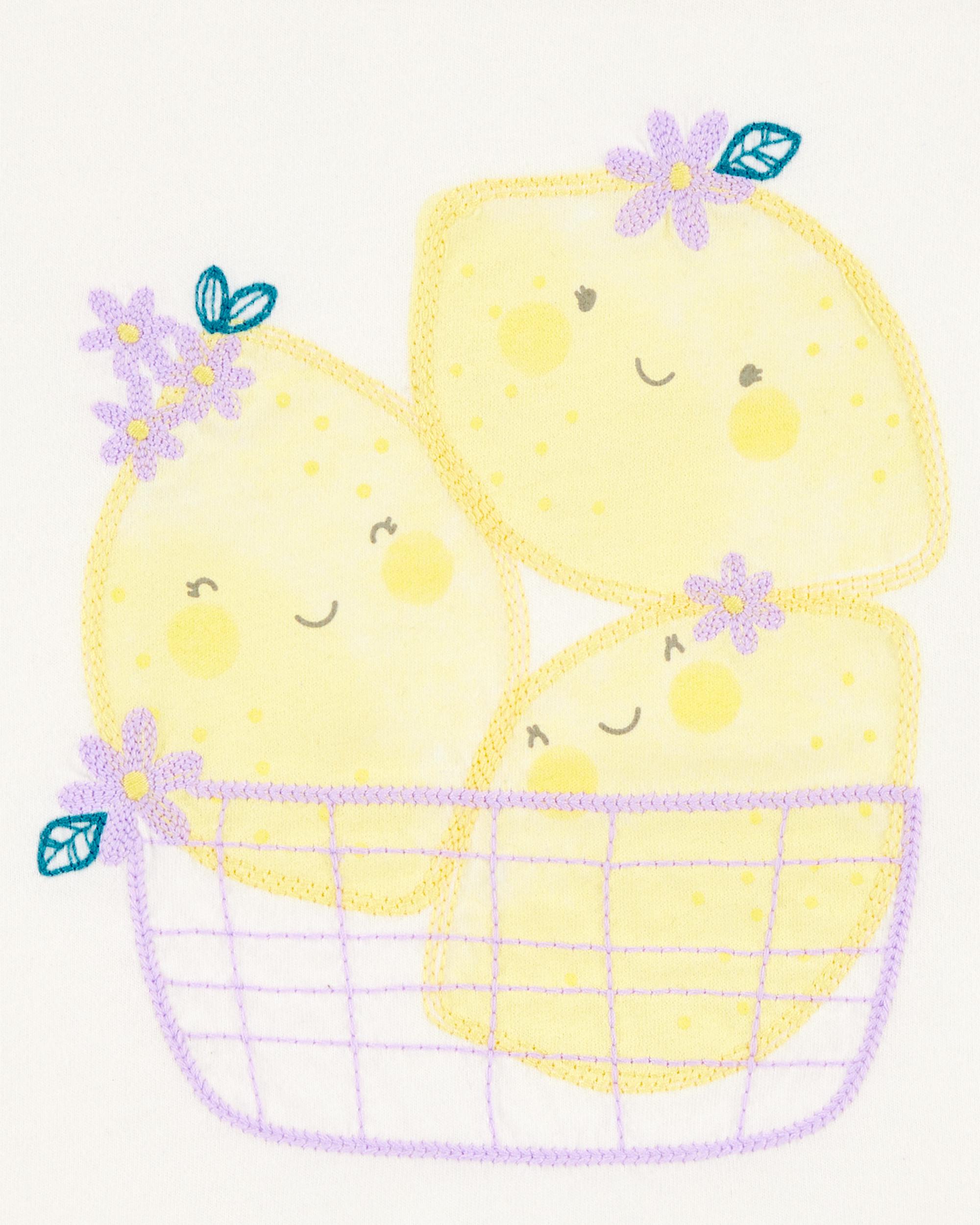Toddler Short-Sleeve Lemon Fashion Top - Ivory, image 2 of 3 slides