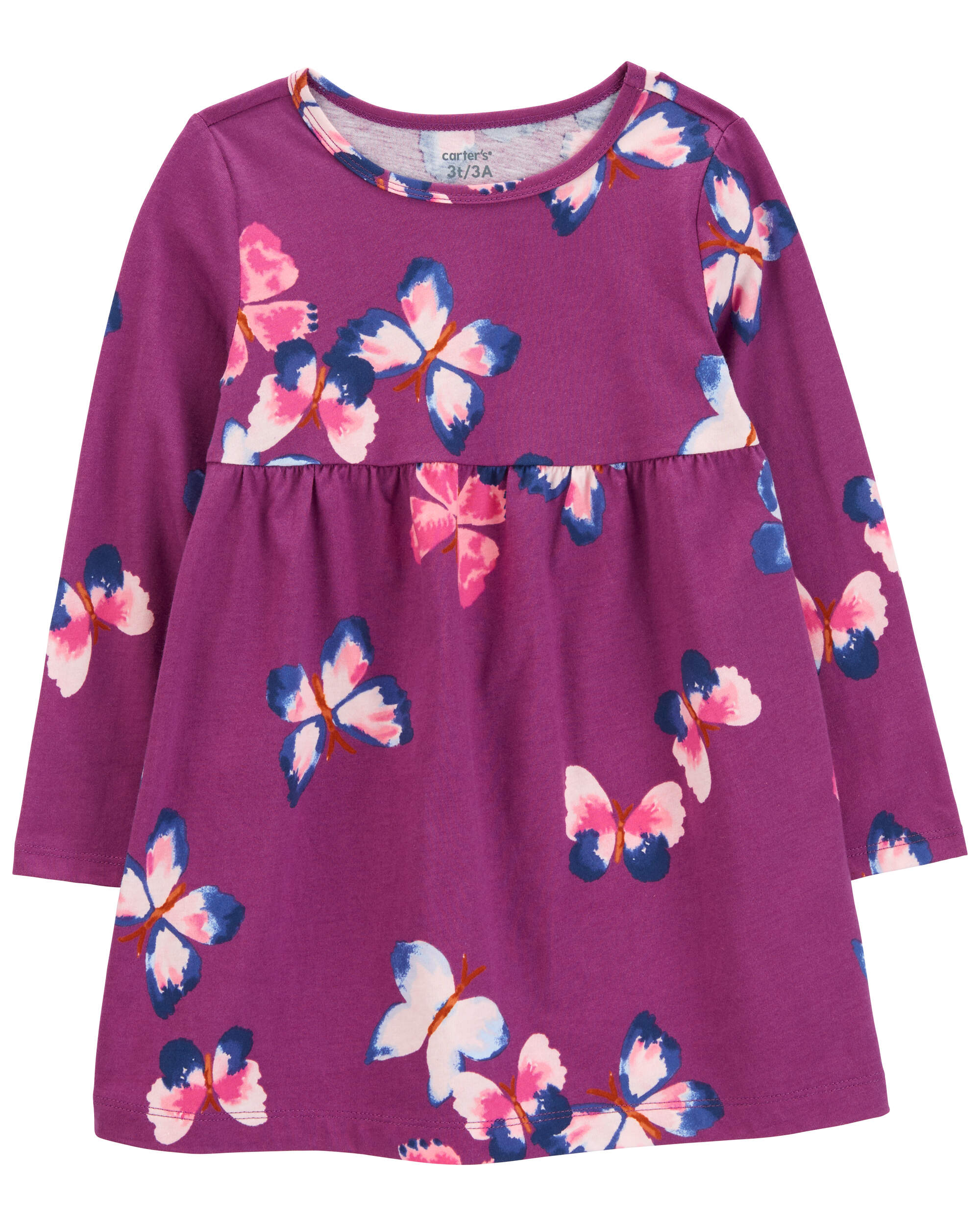 Purple Toddler Butterfly Jersey Dress