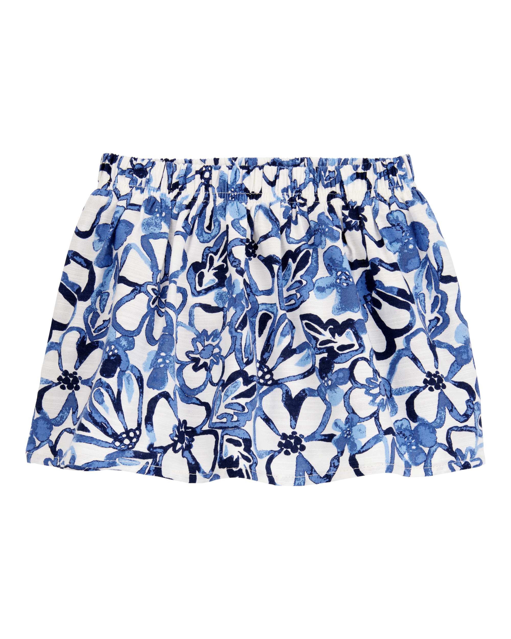 Baby Floral Linen Look-Alike Pull-On Skort - Blue, image 1 of 4 slides