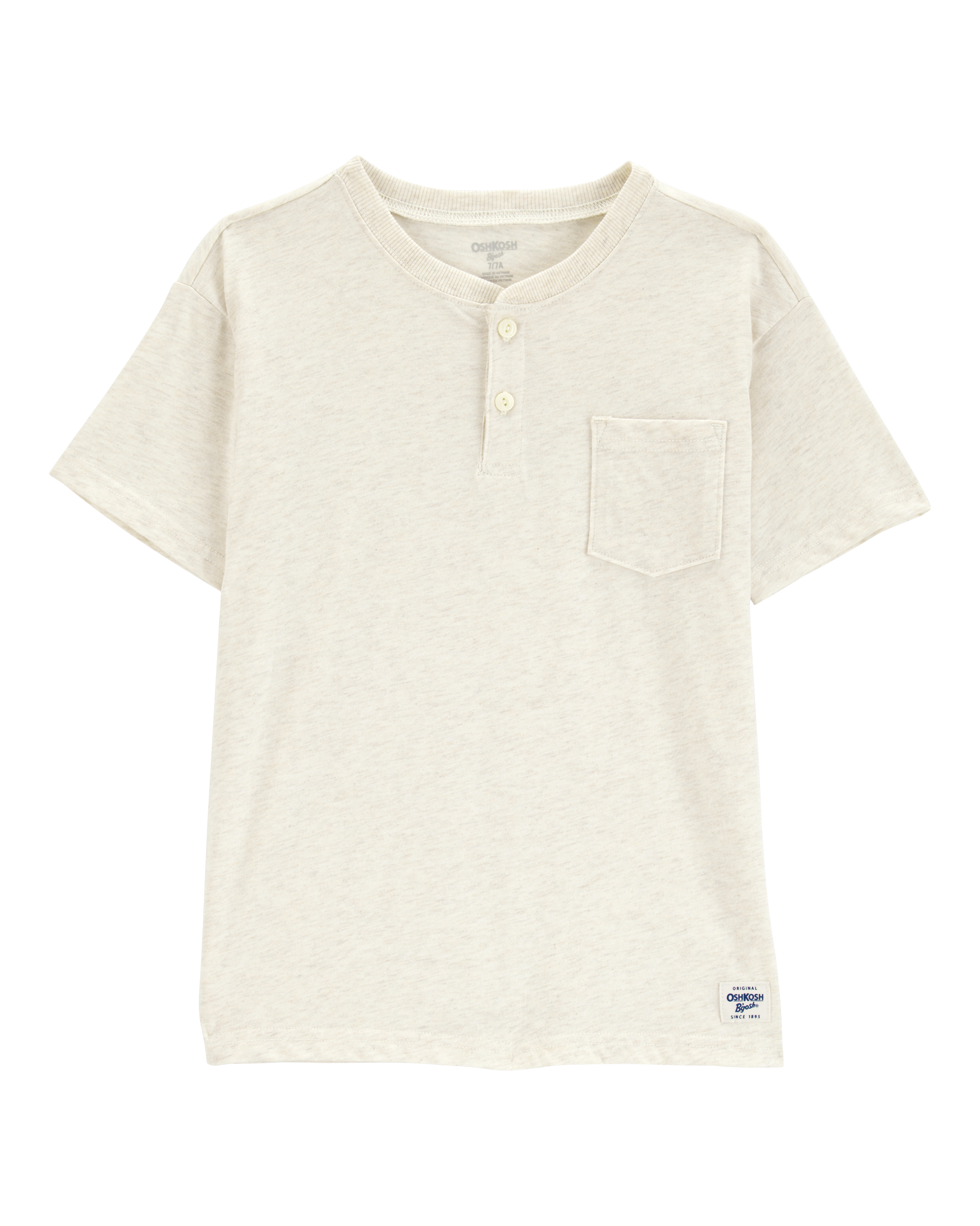Kid Pocket Henley Tee - Cream, image 1 of 3 slides
