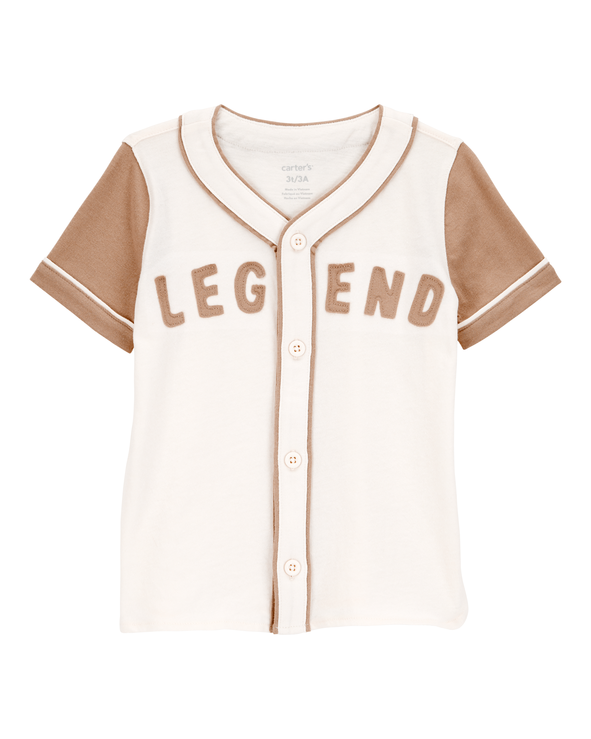 Toddler Legend Baseball Button-Down Vintage Tee - Ivory, image 1 of 3 slides