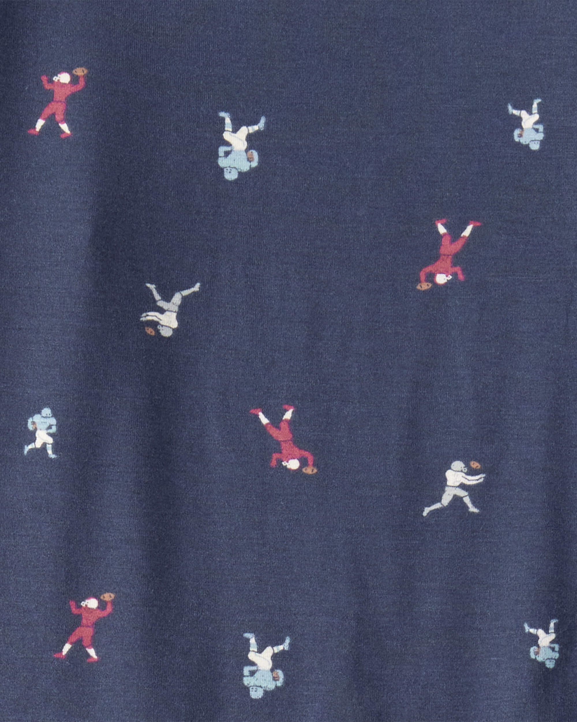 Boys Football Print PurelySoft Long-Sleeve 2-Piece Pajamas - Navy Blue, image 3 of 5 slides