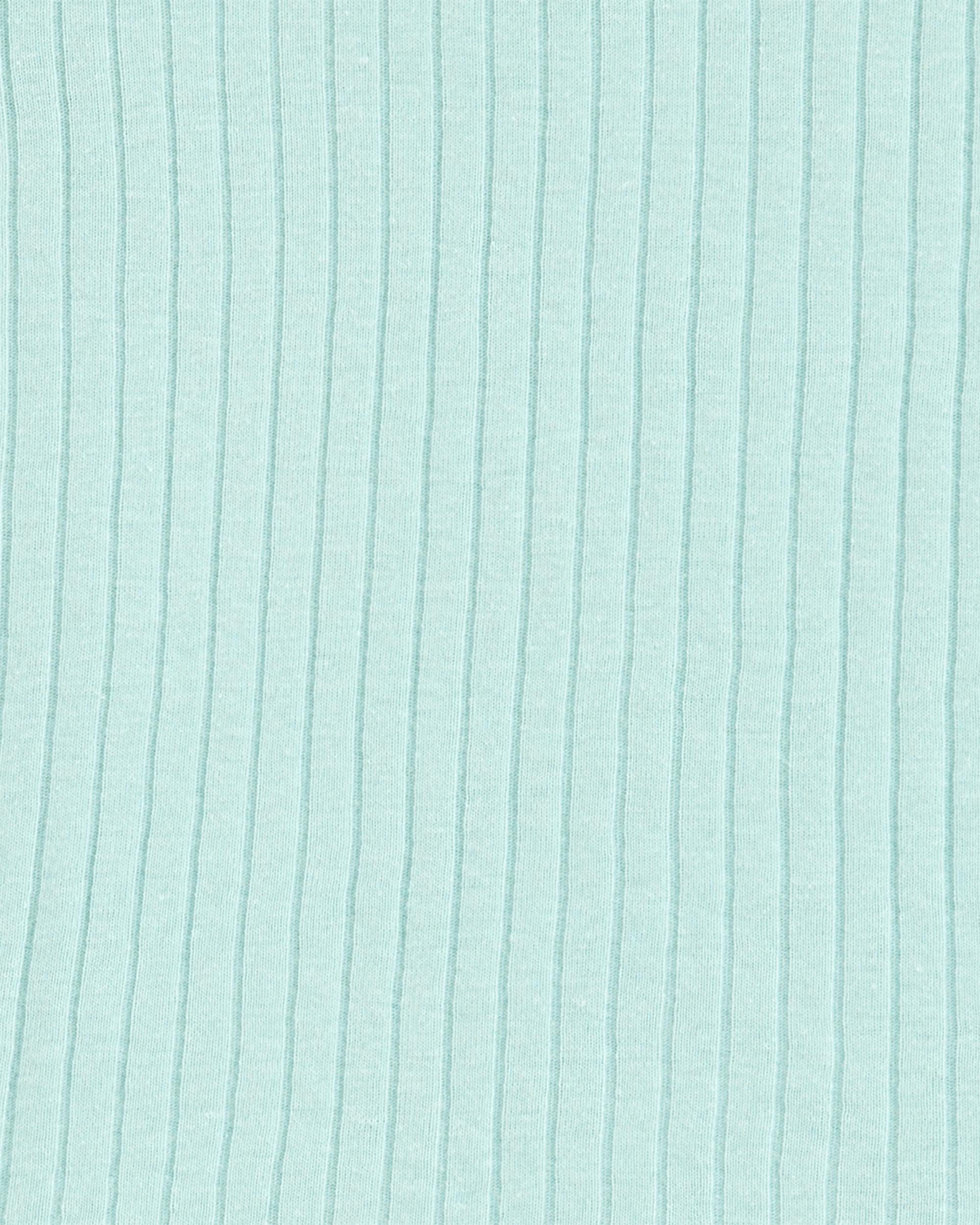 Kid Solid Ribbed Cotton Blend 2-Piece Pajamas - Teal, image 2 of 3 slides