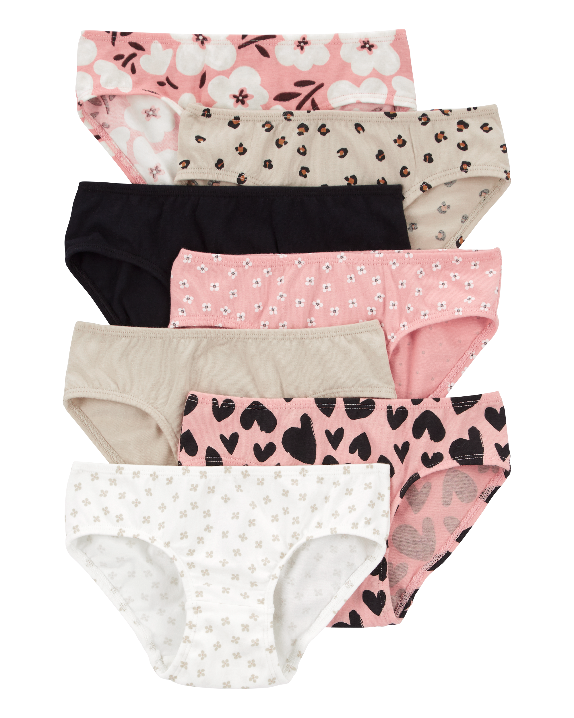 Toddler 7-Pack Heart Floral Hipster Stretch Cotton Undies, image 1 of 4 slides