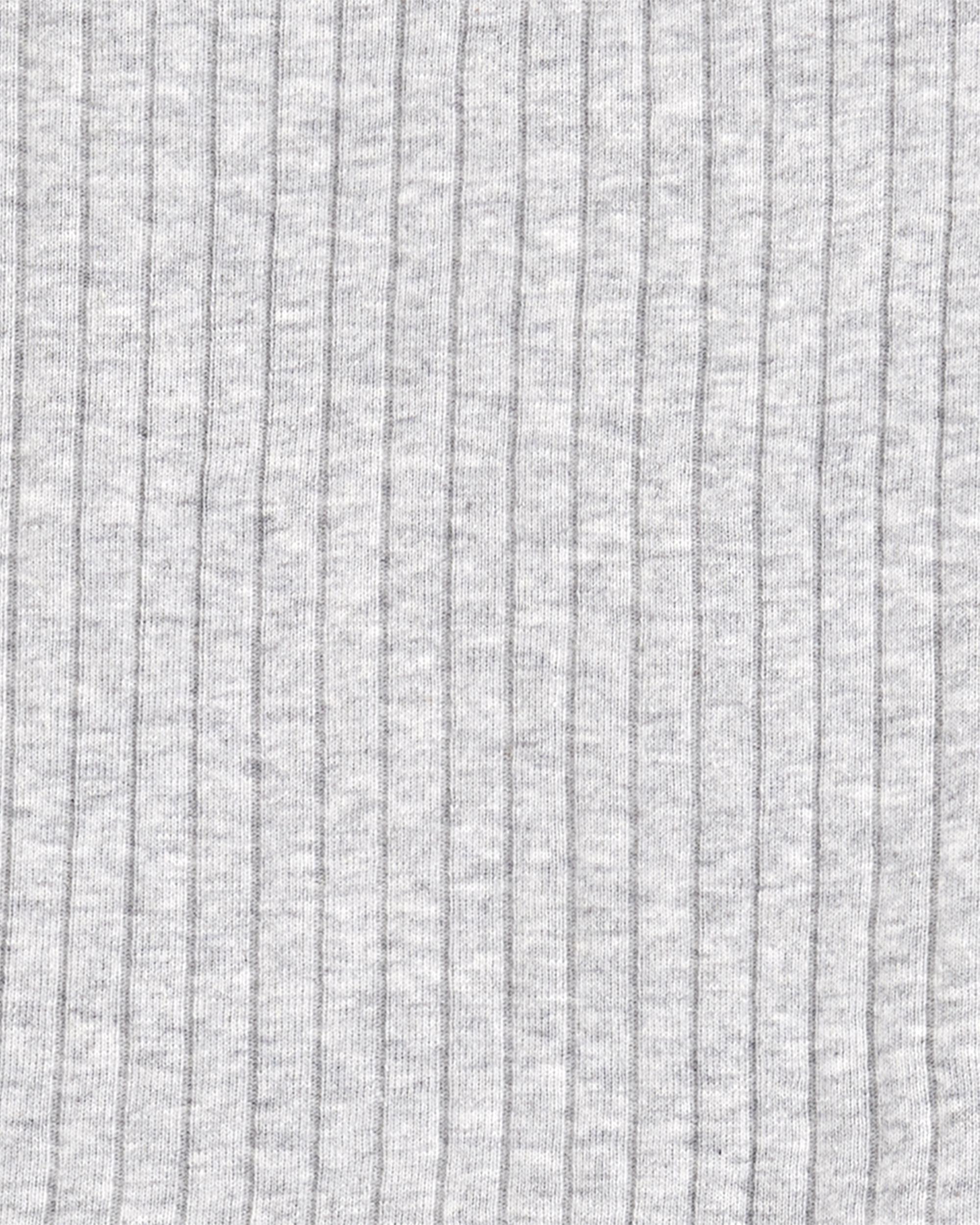 Kid Solid Ribbed Cotton Blend 2-Piece Pajamas - Grey, image 2 of 3 slides