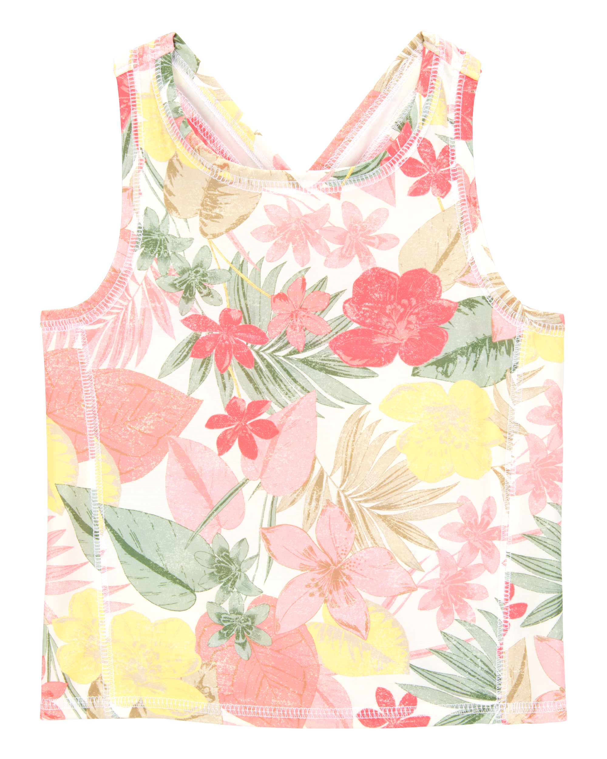 Kid 2-Piece Floral Active Racerback Tank & Flowy Layered Flip Short Set - Pink/Yellow, image 3 of 8 slides
