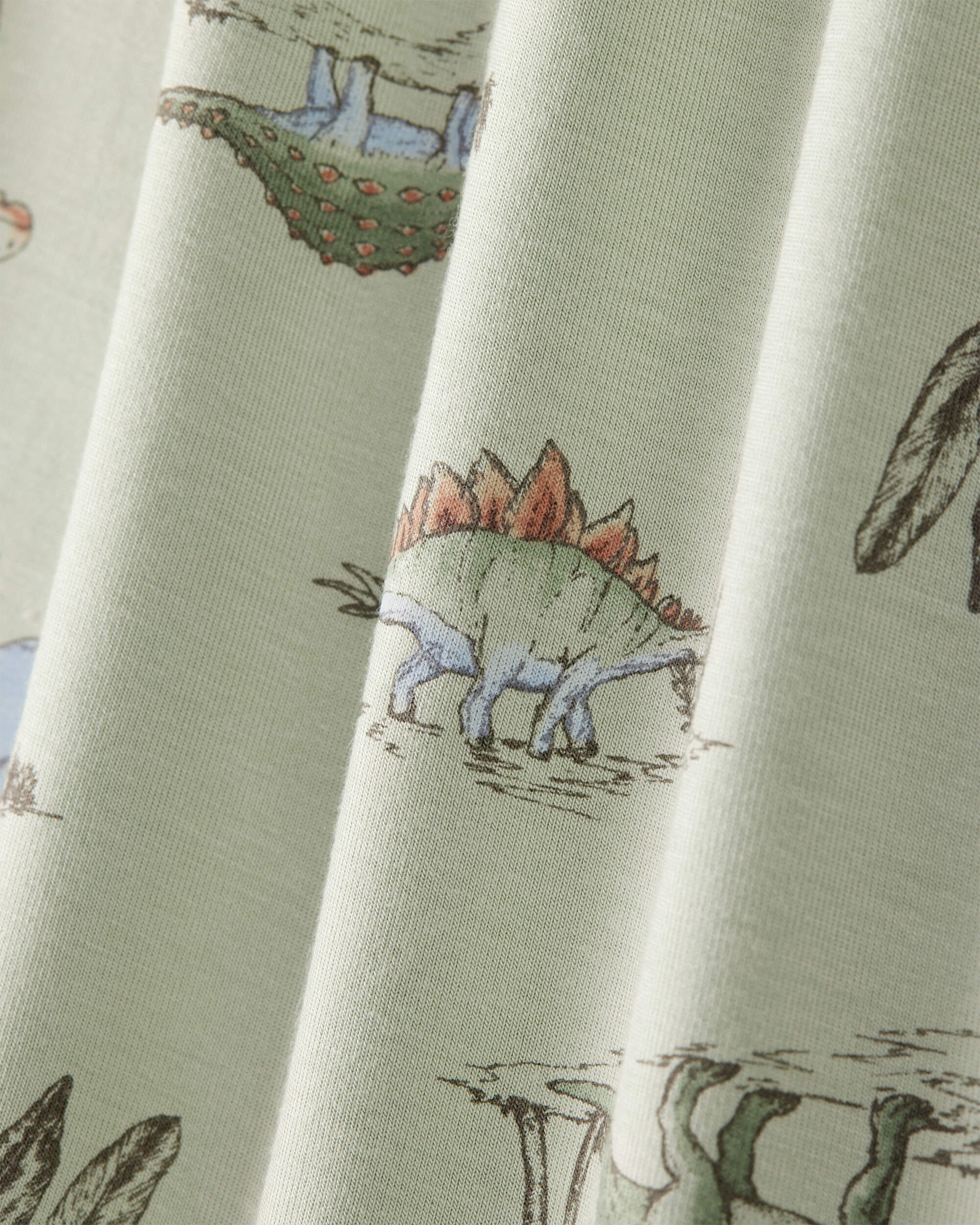 Boys Dinosaur Print PurelySoft Long-Sleeve 2-Piece Pajamas - Green, image 2 of 5 slides