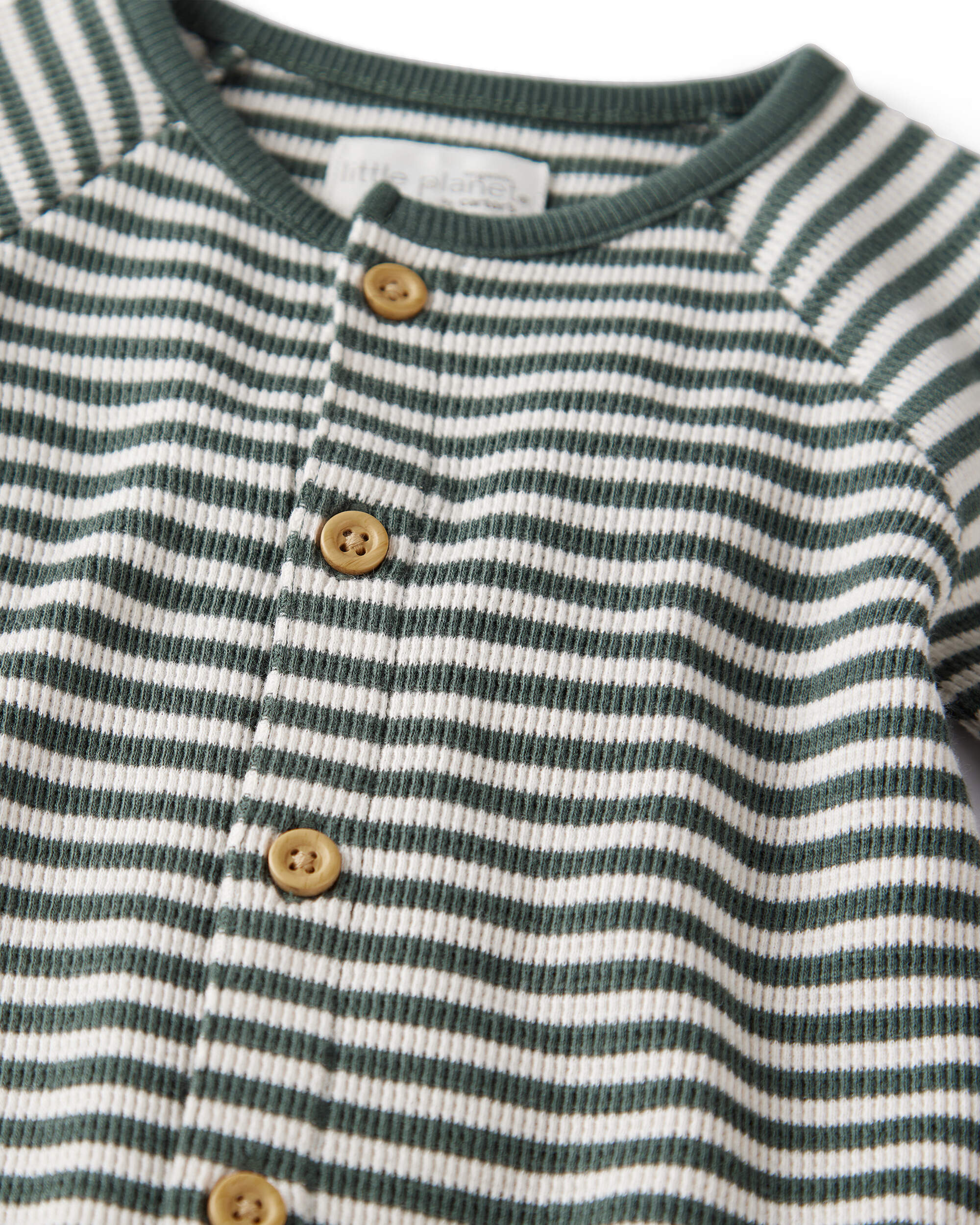 Baby Organic Cotton Waffle Knit Jumpsuit in Stripes, image 2 of 5 slides